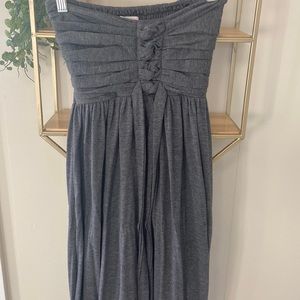 Grey strapless maxi dress